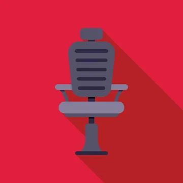 Comfortable office chair casting long shadow on red background イラスト素材