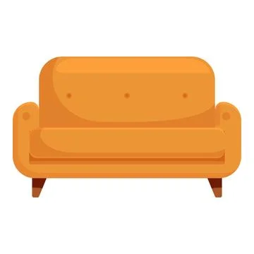 Comfortable orange sofa invites relaxation in modern living room Stock Illustration