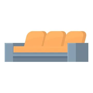 Comfortable orange sofa with three seats and armrests side view illustration Stock Illustration