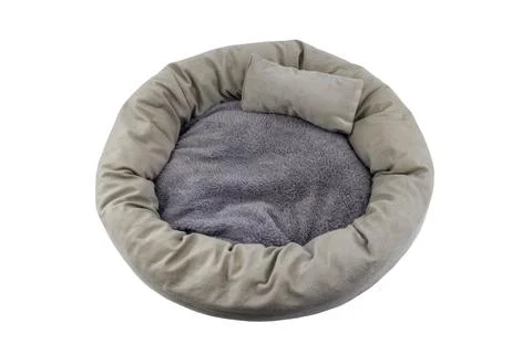 Comfortable pet bed isolated on white background Stock Photos