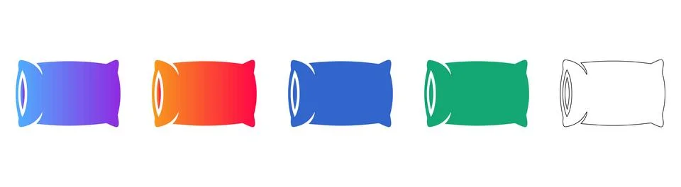 Comfortable Pillow Bedding Icon Set Stock Illustration
