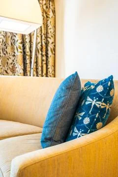 Comfortable pillow on sofa decoration Stock Photos