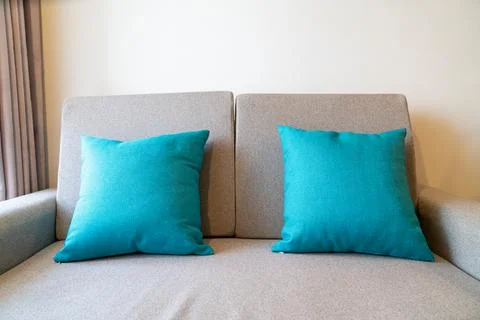 Comfortable pillows decoration on sofa Stock Photos