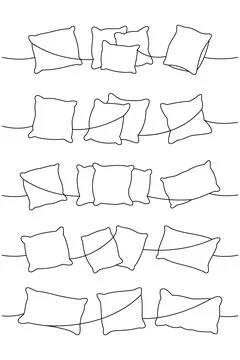 Comfortable pillows one line continuous drawing. Orthopedic pillows. Vector Stock Illustration