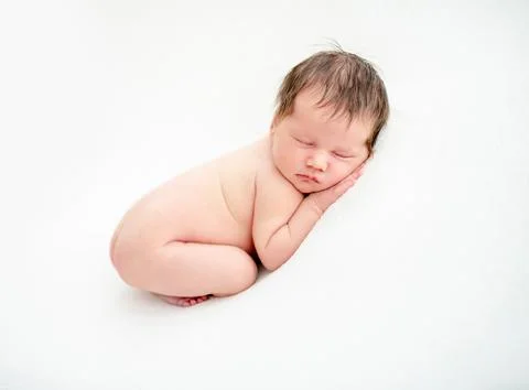 Comfortable pose of newborn Stock Photos
