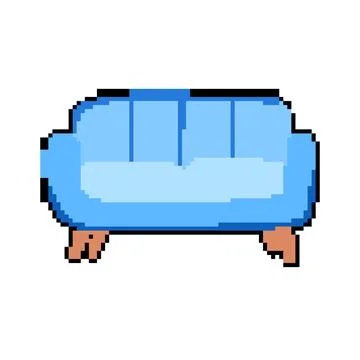 Comfortable reception sofa pixel art vector illustration Illustrazione stock