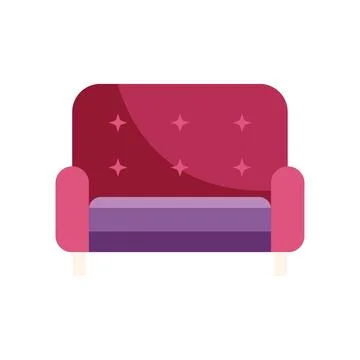 Comfortable red sofa standing on tiny legs Stock Illustration