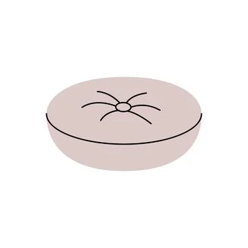 Comfortable round pillow. Comfortable fluffy pillow. Vector illustration. Stock Illustration