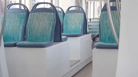 Comfortable seating arrangement on a public transport vehicle Stock Footage 304479450