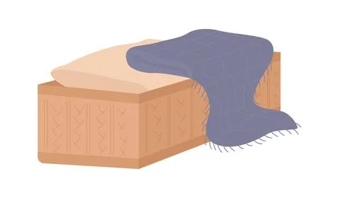 Comfortable settee with blanket semi flat color vector item Stock Illustration