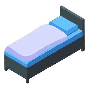 Comfortable single bed with blue sheets and pillow inviting restful sleep Stock Illustration