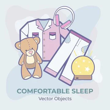 Comfortable sleep vector set isolated. Illustration items vector set for good Stock Illustration