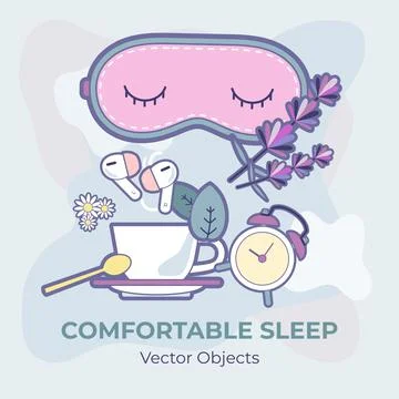 Comfortable sleep vector set isolated. Illustration items vector set for good Stock Illustration