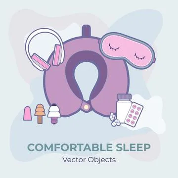 Comfortable sleep vector set isolated. Illustration items vector set for good Stock Illustration