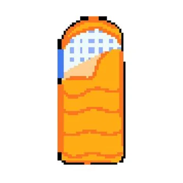 Comfortable sleeping bag pixel art vector illustration Stockillustratie