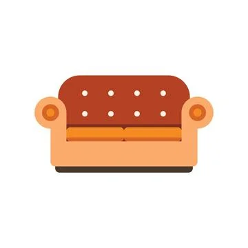 Comfortable sofa with pillows is standing in room Stock Illustration