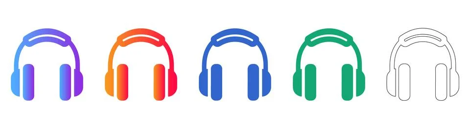 Comfortable Studio Headphone Icon Set Ilustração Stock