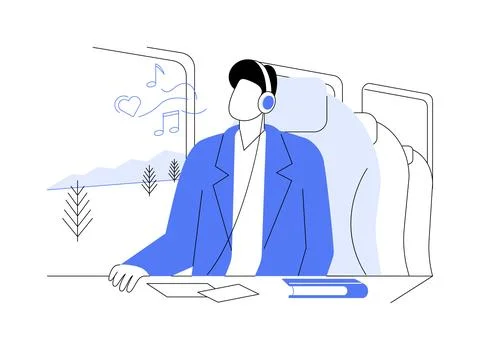 Comfortable train seats abstract concept vector illustration. Stock Illustration