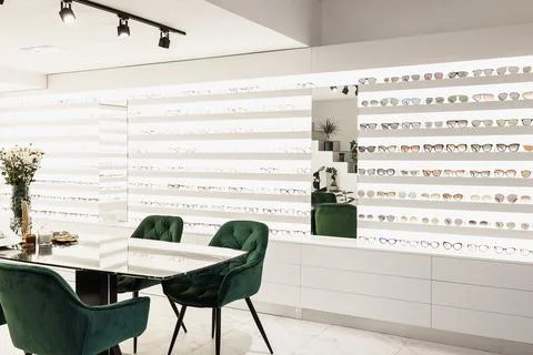 Comfortable Waiting Area in an Optical Store Stock Photos