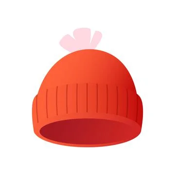 Comfortable warm knitted hat with a pompom Stock Illustration