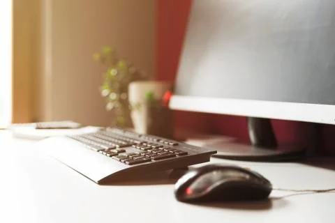 Comfortable workplace with modern computer Stock Photos