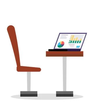 Comfortable Workplace at Office, Computer for Work Stock Illustration