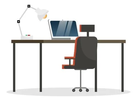 Comfortable Workplace at Office, Laptop for Work 스톡 일러스트