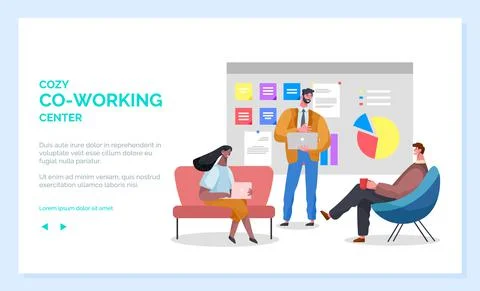Comfortable Workspace Online Co-working Vector Illustrazione stock