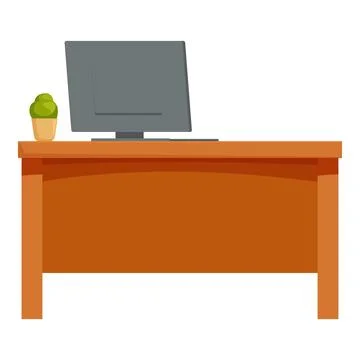 Comfortable workspace is shown by a modern office desk featuring a computer m 库存插图