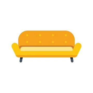 Comfortable yellow sofa standing on white background Stock Illustration