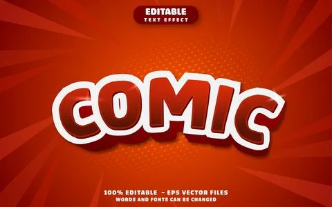 Comic 3D Editable Text Effect Vector Design Stock Illustration