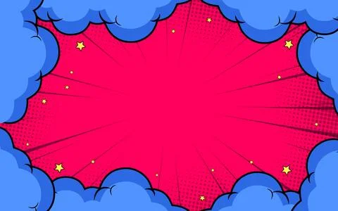 Comic abstract background with clouds and stars Illustrazione stock