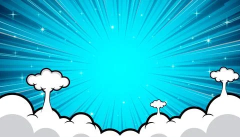 Comic abstract background with clouds. vector illustration. Stock Illustration