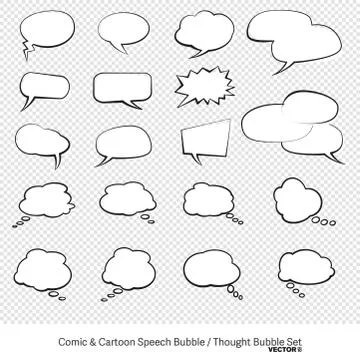 Comic and cartoon speech bubble and thought bubble icon set イラスト素材