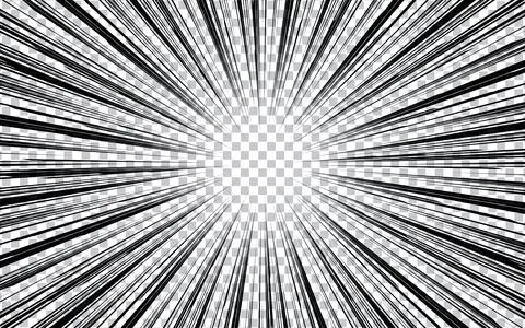 Comic and manga books, speed lines, transparent background. Superhero actio.. Illustrazione stock