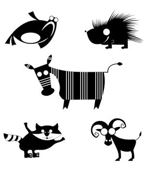 Comic animal silhouettes Stock Illustration