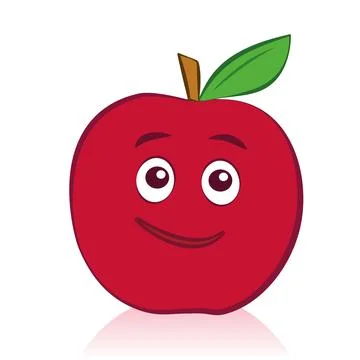 Comic Apple Smiling Face Stock Illustration