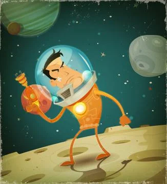 Comic astronaut hero Stock Illustration