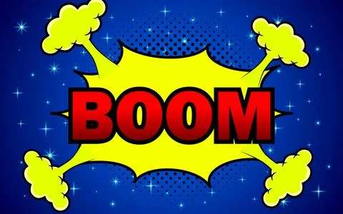 Comic background with blank boom speech bubble vector illustration Stock Illustration