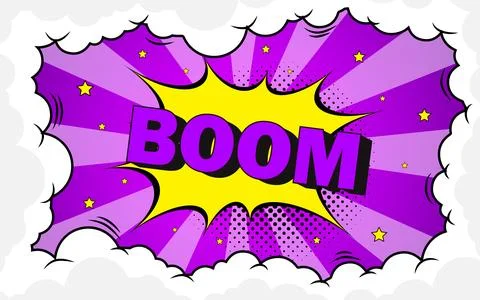 Comic background with blank boom speech bubble vector illustration Stock Illustration