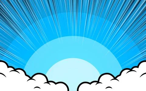 Comic background with cartoon clouds. Stock Illustration