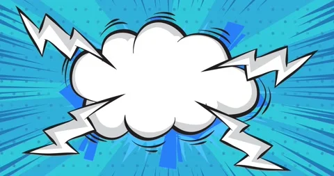 Comic background with cloud and lightning. Pop art cartoon stock video  on b Stock Footage 171782028