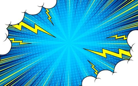 Comic background with cloud and lightning illustration Stock Illustration