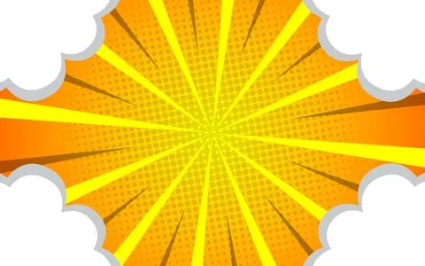 Comic background with Cloud, sun burst and dot halftone Stock Illustration