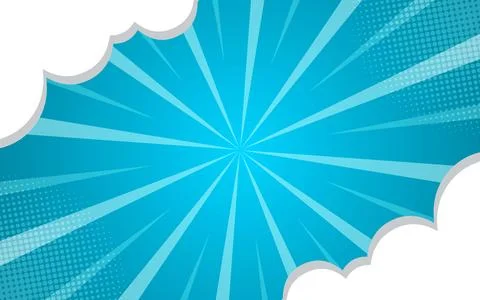 Comic background with Cloud, sun burst and halftone Stock Illustration