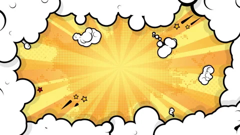 Comic background with clouds and rays. Stock Footage 264750172