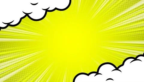 Comic background with clouds and rays. Stock Illustration