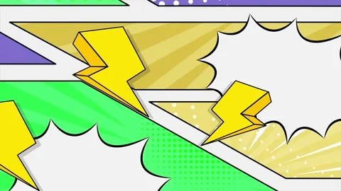 Comic background with colorful explosive elements and dynamic details seamless Stock Footage 293269859