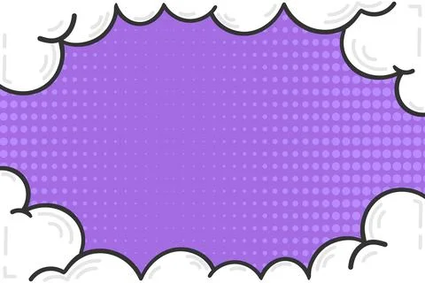 Comic background decorated with frame of clouds in pop art style Stock Illustration