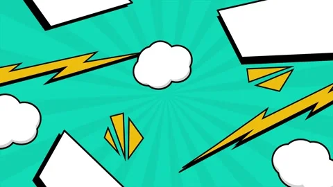 Comic background with dynamic explosive elements in vibrant colors seamless 4k Stock Footage 293263663